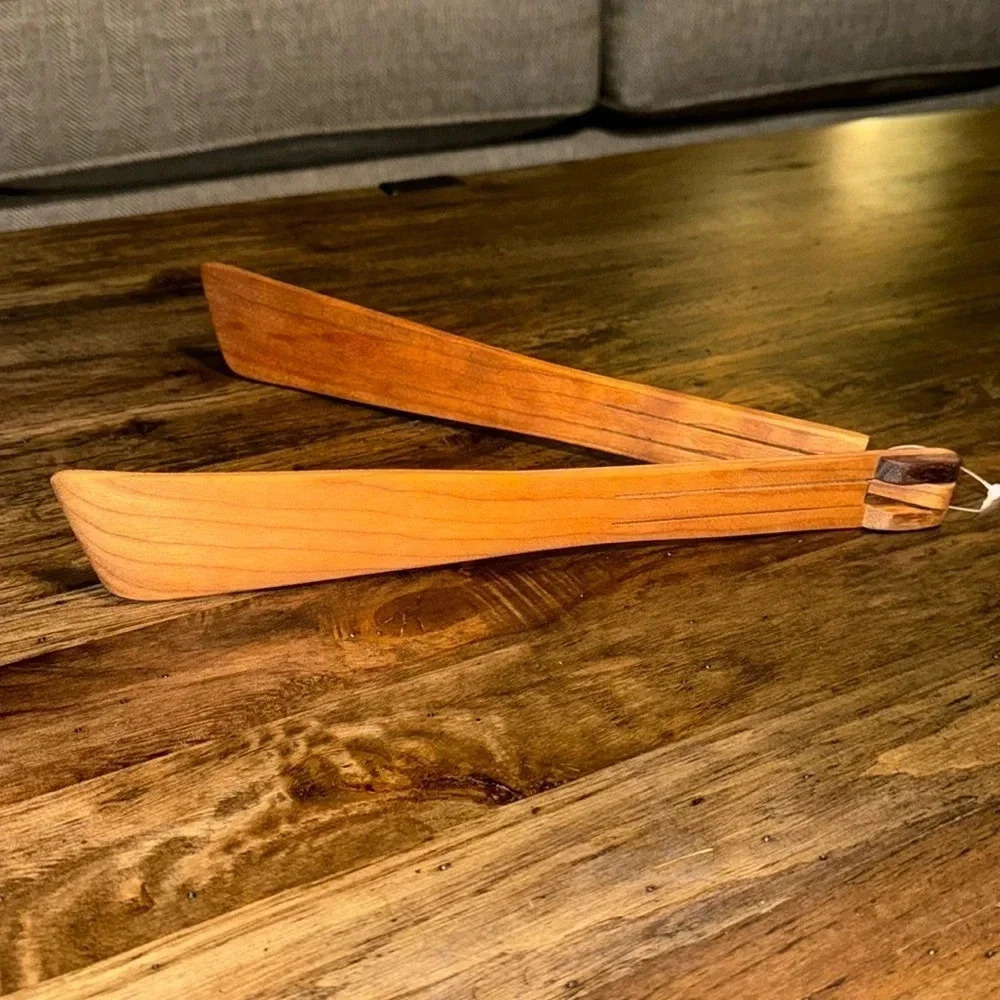 NWOT Jonathan’s Spoons Wild Cherry Spoons 12” Wooden Inside Out Tong